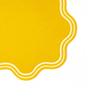 mustard round scalloped placemat – decorative table mat for modern and festive dining settings