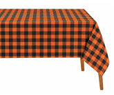 Orange and black 100% cotton checked tablecloth for dining table, 1-inch check rectangular tablecloth for farmhouse kitchen and seasonal home décor