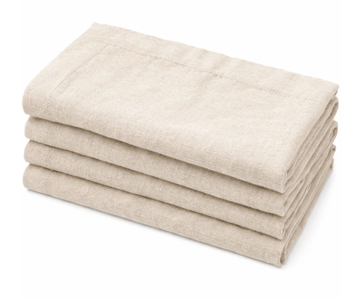 Natural cotton linen blend napkins set of 4 with solid neutral tone, reusable fabric dinner napkins