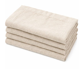 Natural cotton linen blend napkins set of 4 with solid neutral tone, reusable fabric dinner napkins