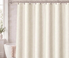 Ivory cotton shower curtain for a soft neutral bathroom look, 100% cotton fabric curtain for farmhouse and modern décor