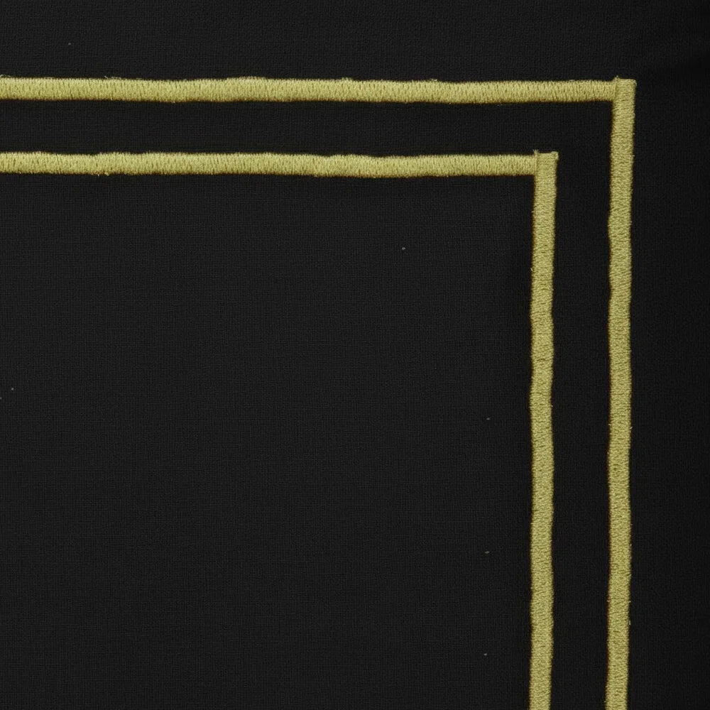 Elegant black cotton table napkins with golden trim