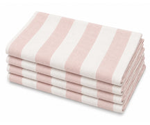 Blush Cabana Stripe Cloth Napkins, Cotton Dinner Napkins for Modern and Farmhouse Table Settings.