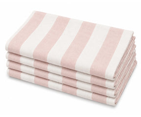 Blush Cabana Stripe Cloth Napkins, Cotton Dinner Napkins for Modern and Farmhouse Table Settings.