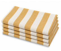 Yellow cabana stripe cotton dinner napkin, reusable cloth napkin for dining table, machine washable 100% cotton
