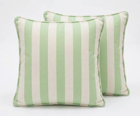 light sage green cabana striped cushion covers in cotton for sofa and couch.