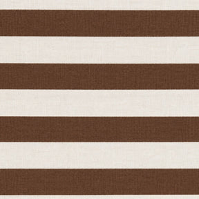 Close-up fabric swatch of cotton cabana striped dinner napkin in coffee brown and white