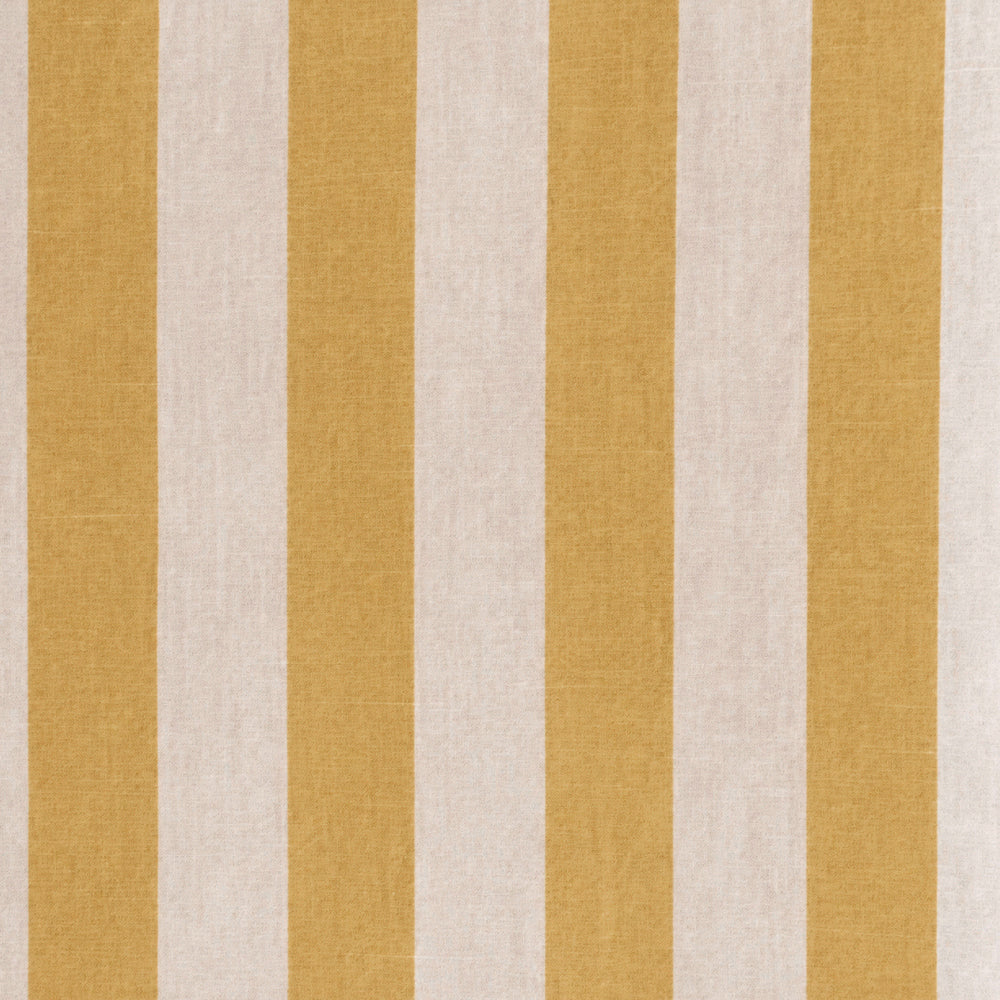 Yellow striped cotton curtains with vertical cabana stripes for living room and dining room windows