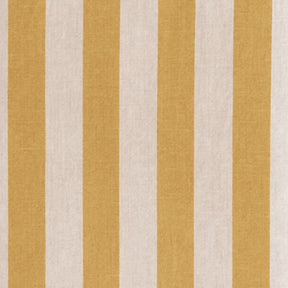 Yellow striped cotton curtains with vertical cabana stripes for living room and dining room windows