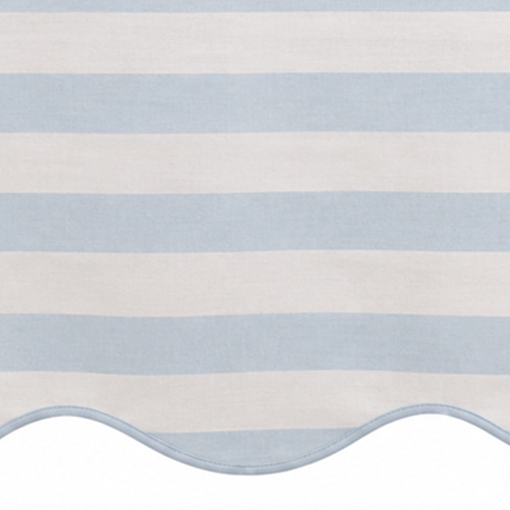 pale blue striped scalloped tablecloth for elegant dining, parties, weddings, and everyday table décor