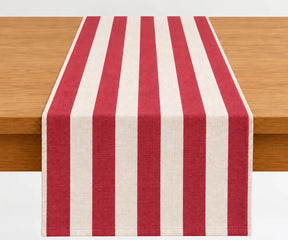 Long striped table runner in 100% cotton designed for large dining tables, gatherings, celebrations, and seasonal decor