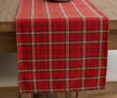 Festive Christmas plaid table runner for seasonal dining room décor