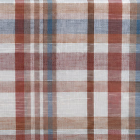 Rustic Christmas plaid tablecloth with blue, red, rust and ivory checks