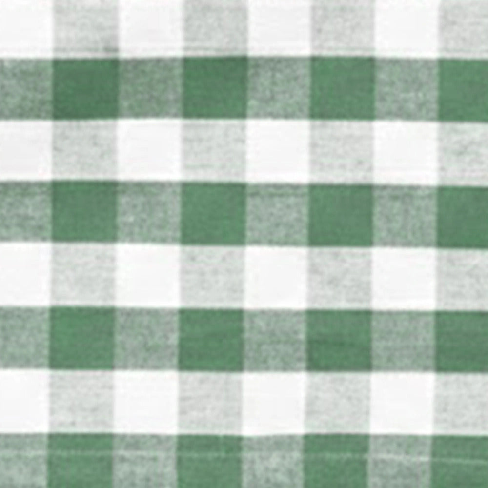 Green and white gingham curtain