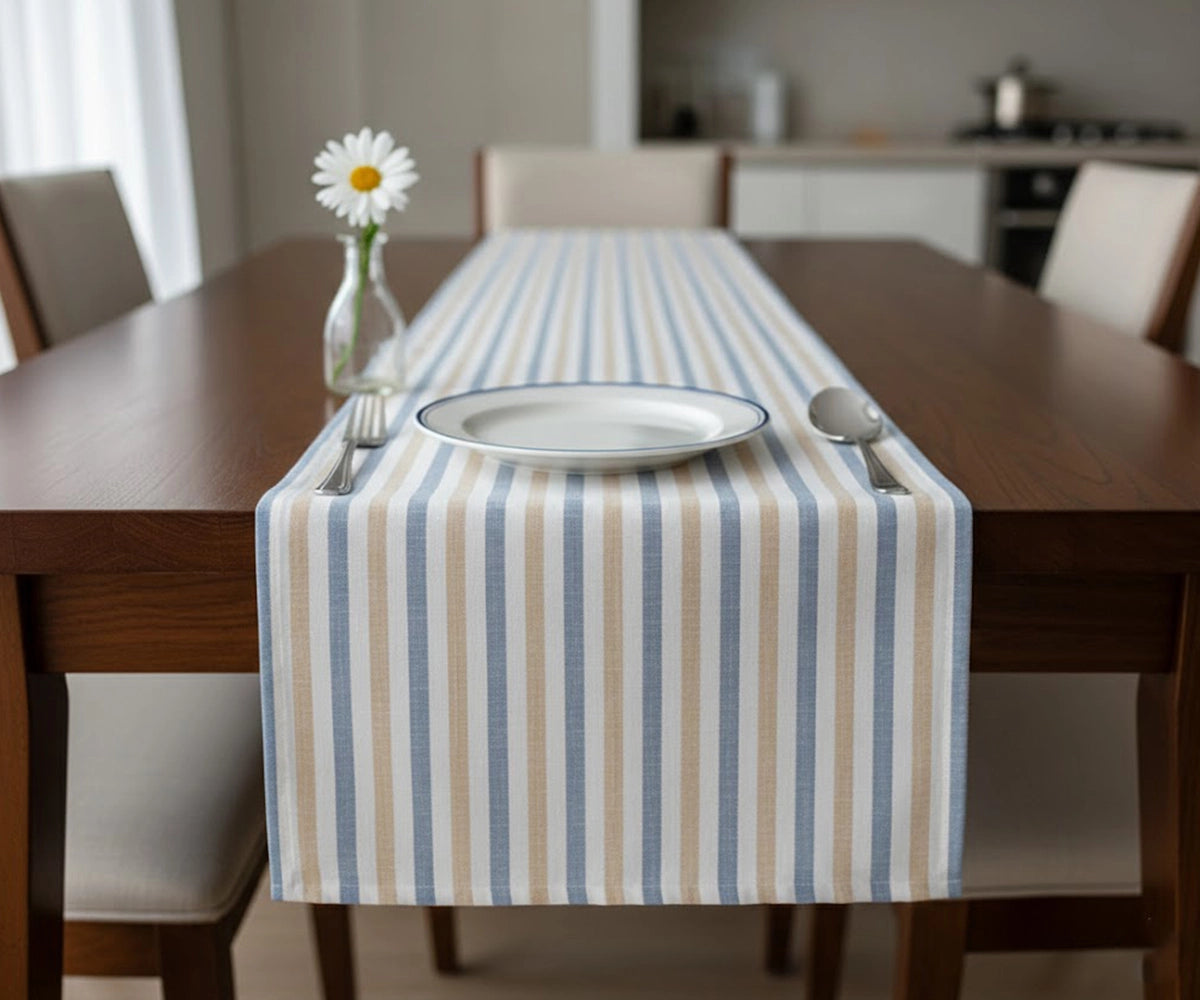 Striped Cotton dining table runner farmhouse decor