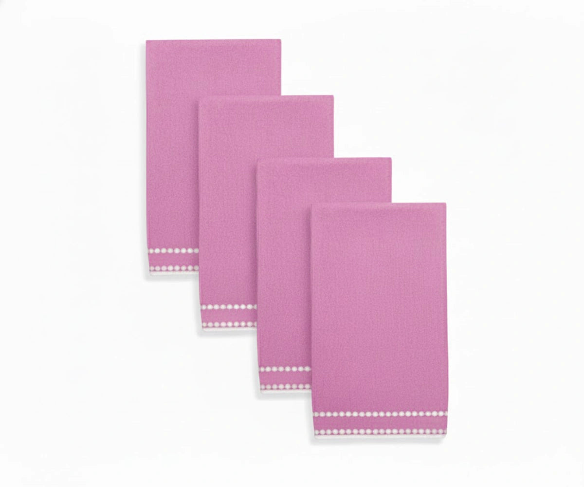 Soft pink pearl-dotted napkin featuring pretty pearl accents perfect for weddings and tea parties.