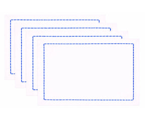 Premium white embroidered cotton napkins arranged in assorted border shades