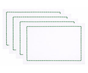 Set of reusable white cotton dinner napkins with decorative stitched edges