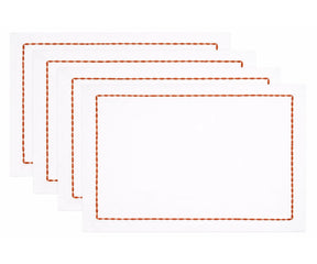 Luxury white cotton dinner napkins with decorative stitched edges, ideal for weddings and special occasions.