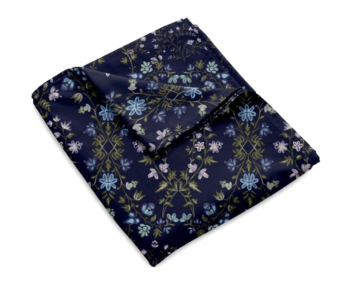 classic blue floral vine pattern cotton sheets luxury breathable bedding set
