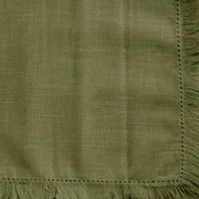 Stylish cotton napkins with fringe trim detailing, durable and easy-care table linens for gatherings and daily use.