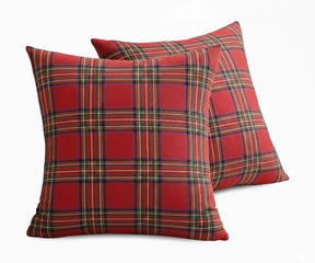 Red tartan cushion covers set of 2 for Christmas décor – cotton plaid cushion covers for sofa and bed