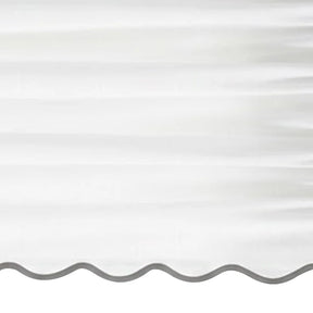White scalloped curtain panel with Gray trim - Close up