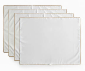 White cotton placemat with beige trim