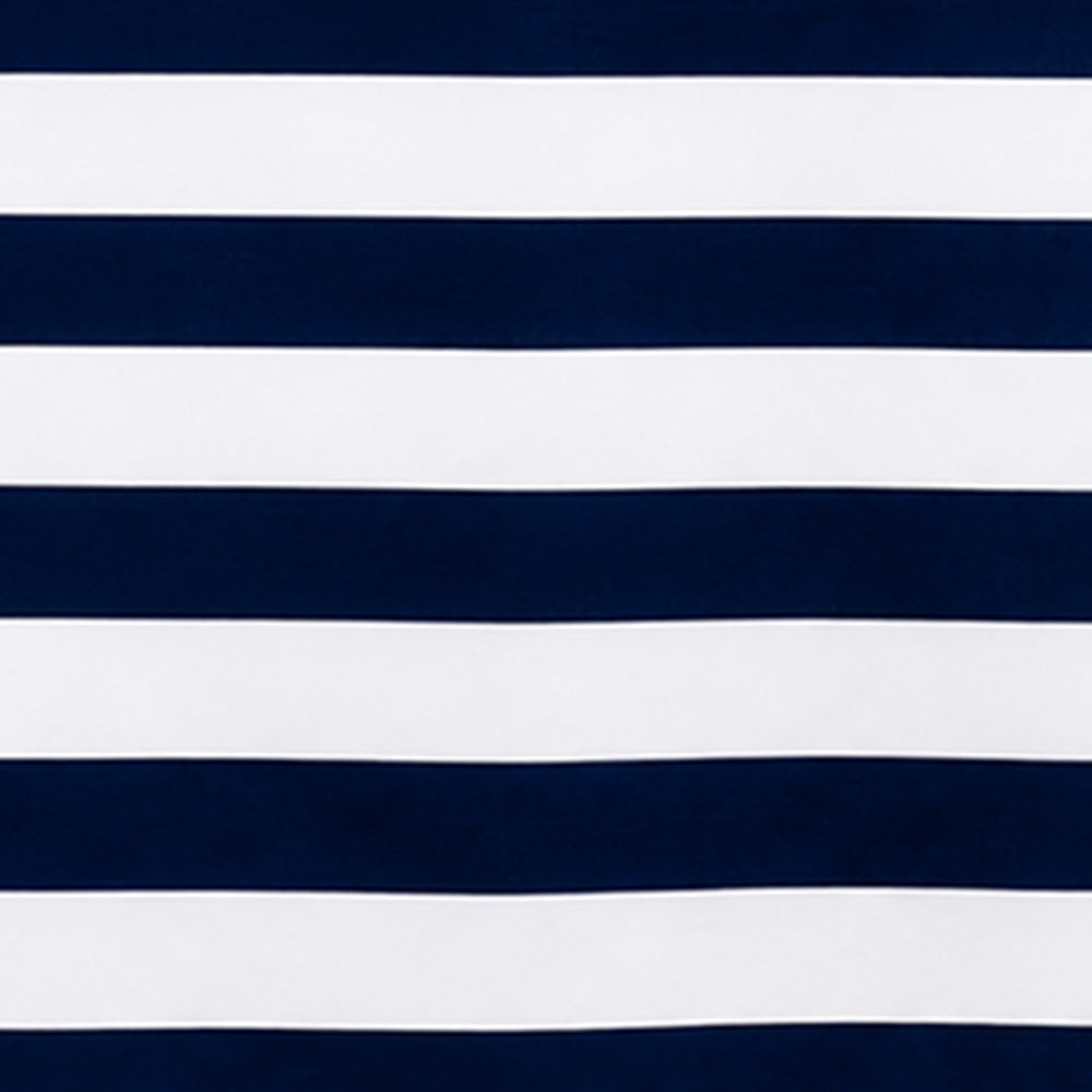 Rectangle navy blue striped cotton linen tablecloth offering a sophisticated coastal-inspired look for modern dining tables.