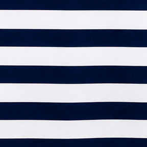 Rectangle navy blue striped cotton linen tablecloth offering a sophisticated coastal-inspired look for modern dining tables.