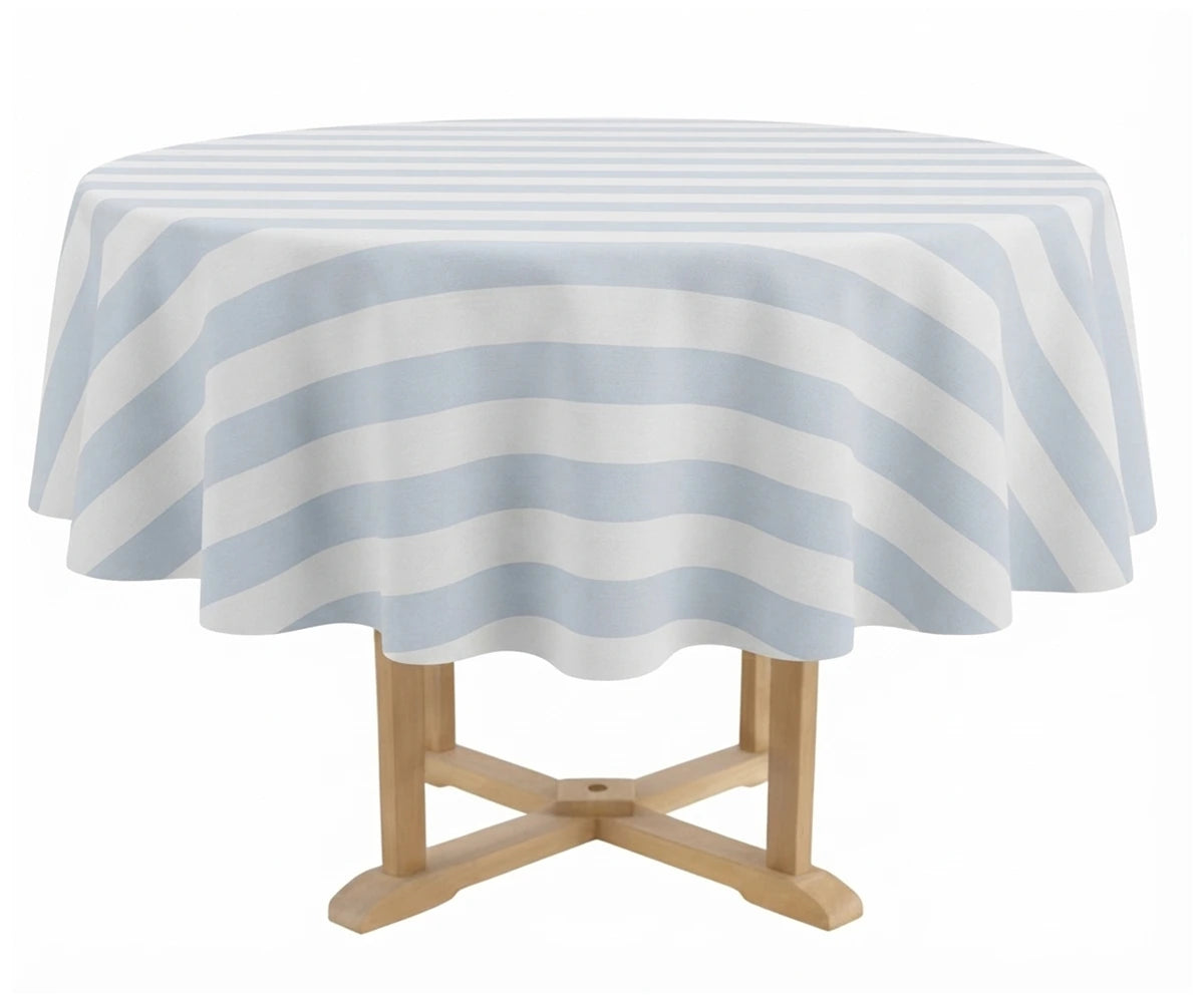 Classic neutral striped round tablecloth for everyday dining