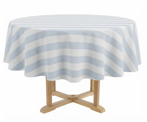 Classic neutral striped round tablecloth for everyday dining