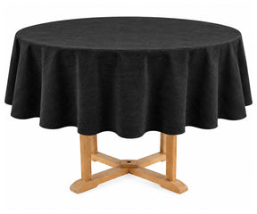 Black linen blend round tablecloth for elegant dining Washable farmhouse tablecloth for everyday use
