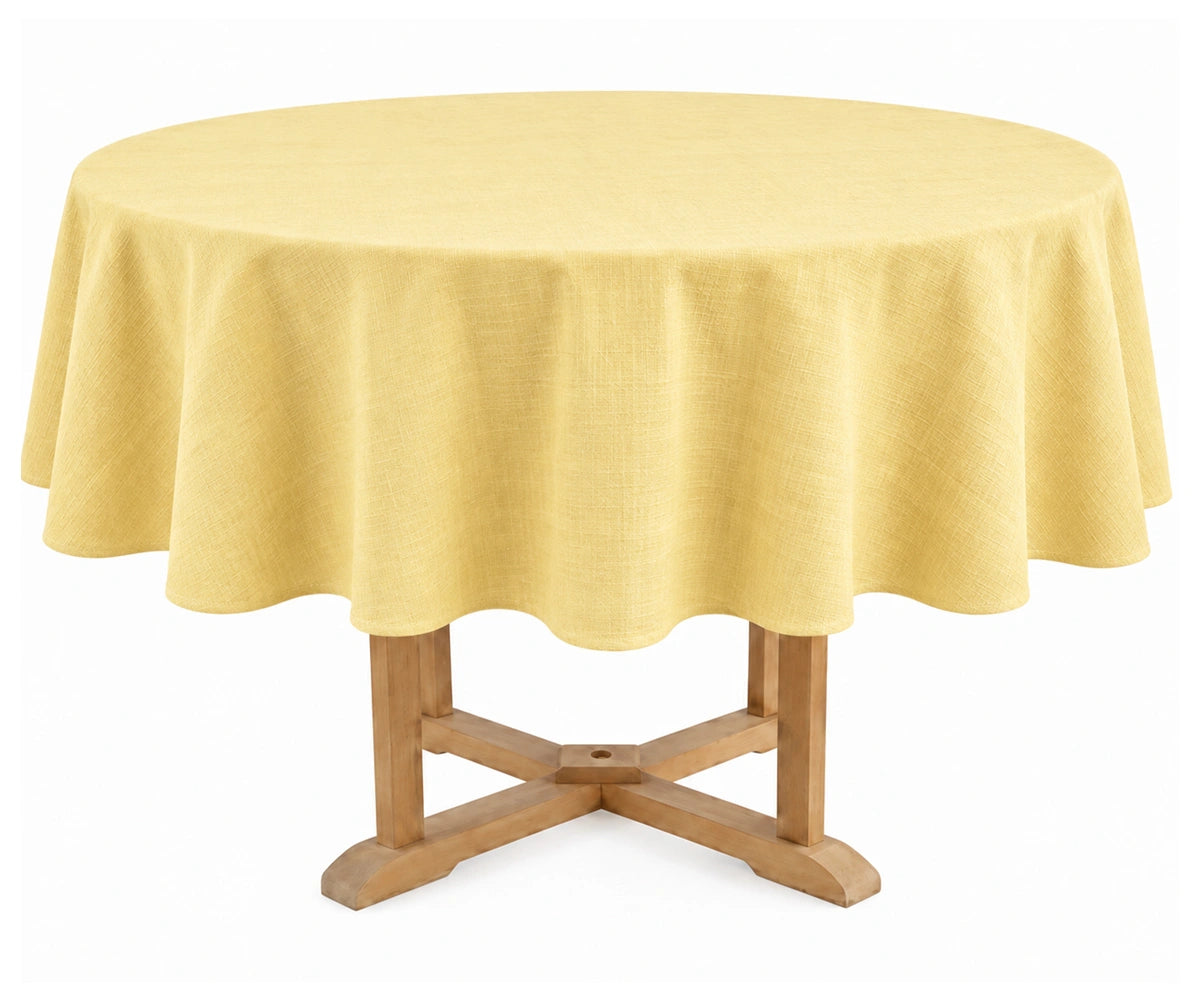 Butter yellow cotton linen round tablecloth for dining table Soft round dining tablecloth for farmhouse décor