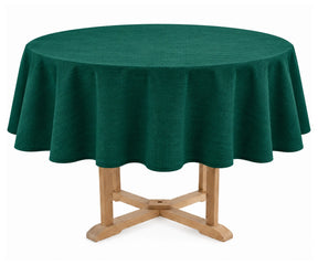 Dark green cotton linen round tablecloth for dining table Natural round dining tablecloth for farmhouse décor