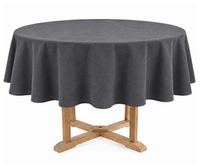 Grey linen blend round tablecloth for farmhouse dining Washable tablecloth for everyday home use