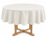 Ivory linen blend round tablecloth for farmhouse dining Washable tablecloth for everyday and special occasions