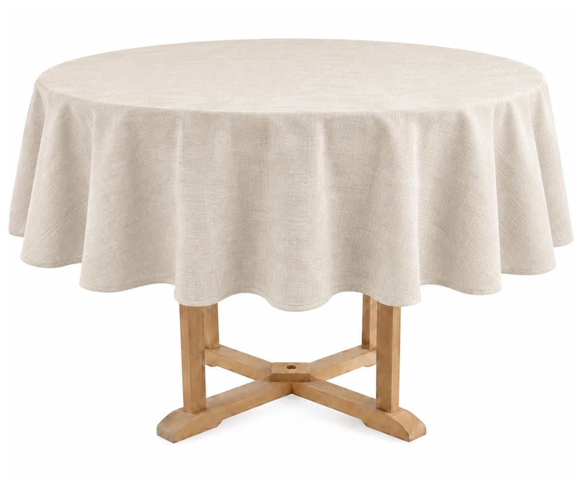 Natural round dining tablecloth for farmhouse décor
Cotton linen farmhouse tablecloth for everyday dining