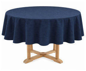 Navy linen blend round tablecloth for farmhouse dining Washable tablecloth for everyday meals and gatherings