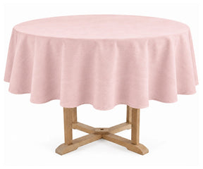 Pink linen blend round tablecloth for brunch and entertaining Washable farmhouse tablecloth for special occasions