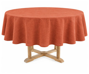 Terracotta linen blend round tablecloth for dining room Washable farmhouse tablecloth for everyday and special occasions