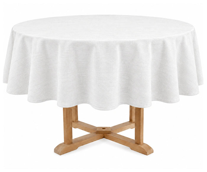 White cotton linen round tablecloth plain breathable fabric, cotton-linen blend tablecloth