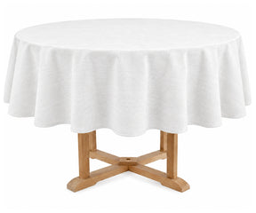 White cotton linen round tablecloth plain breathable fabric, cotton-linen blend tablecloth