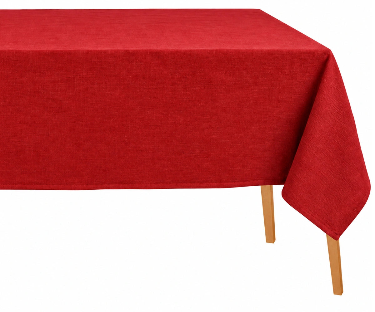 Red rectangular dining tablecloth for special occasions Cotton linen farmhouse tablecloth for entertaining