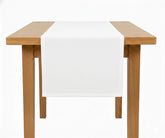 White cotton linen blend table runner with solid minimalist design, reusable dining table runner for everyday use