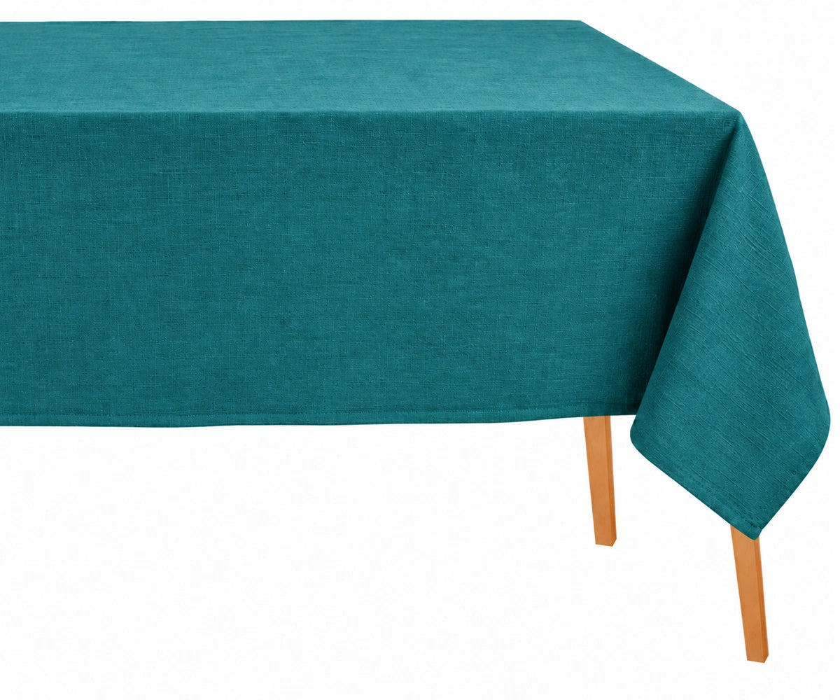 Teal rectangular dining tablecloth for home entertaining Cotton linen farmhouse tablecloth for everyday dining