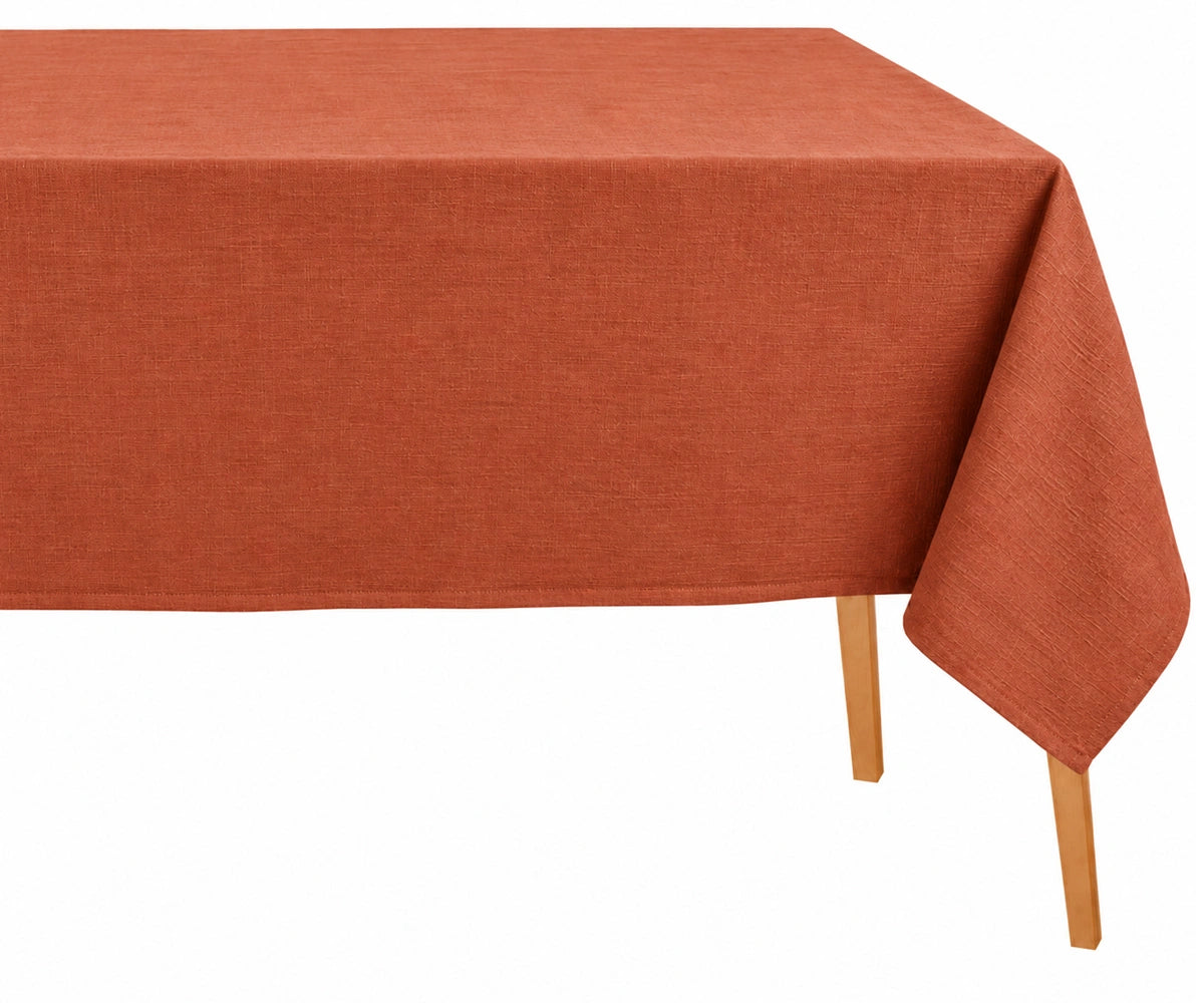 Terracotta cotton linen blend rectangular tablecloth Warm linen tablecloth for dining table