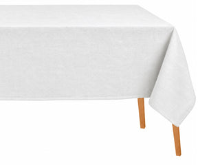 White cotton linen blend rectangular tablecloth with solid design, breathable reusable dining table linen for everyday use, weddings, and farmhouse decor