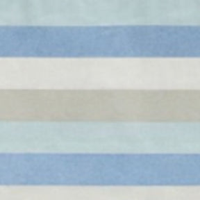 A close-up of a striped fabric pattern with alternating horizontal bands of light blue, off-white, and a soft warm beige.