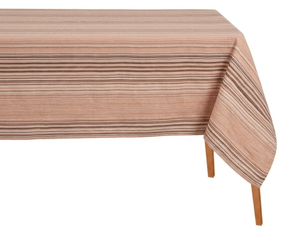 Striped cotton tablecloth for outdoor picnic table setting, durable washable dining table cover for backyard gatherings